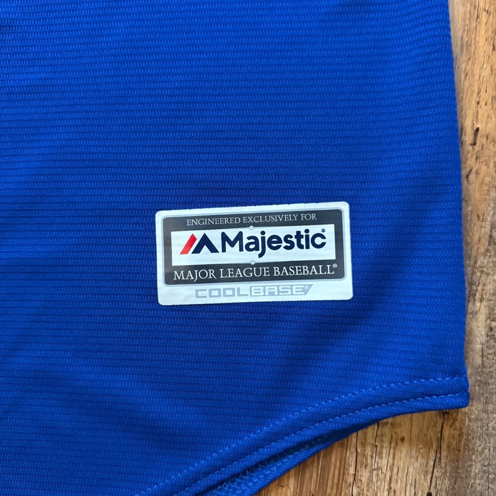 Majestic Baseball Jersey Mens XL Blue Texas Rangers Cool Base MLB Button Up - Picture 2 of 9